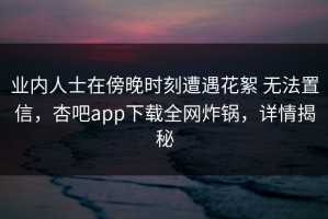 业内人士在傍晚时刻遭遇花絮 无法置信，杏吧app下载全网炸锅，详情揭秘