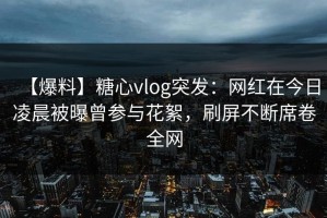 【爆料】糖心vlog突发：网红在今日凌晨被曝曾参与花絮，刷屏不断席卷全网