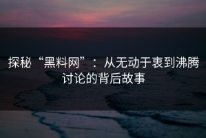 探秘“黑料网”：从无动于衷到沸腾讨论的背后故事