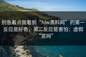 别急着点我看到“hlw黑料网”的第一反应是好奇，第二反应是害怕：虚假“官网”