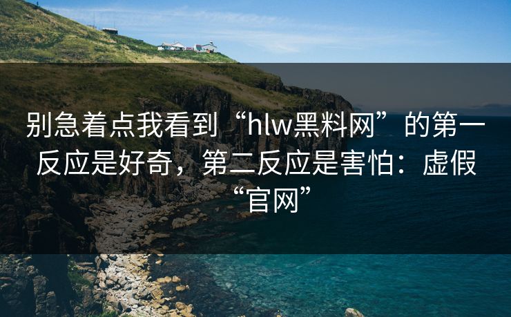 别急着点我看到“hlw黑料网”的第一反应是好奇，第二反应是害怕：虚假“官网”